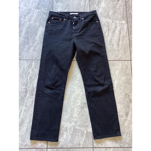 Levi's Wedgie Straight Jeans Womens 28 Black High Rise Button Fly 34961-0023 - Picture 1 of 7